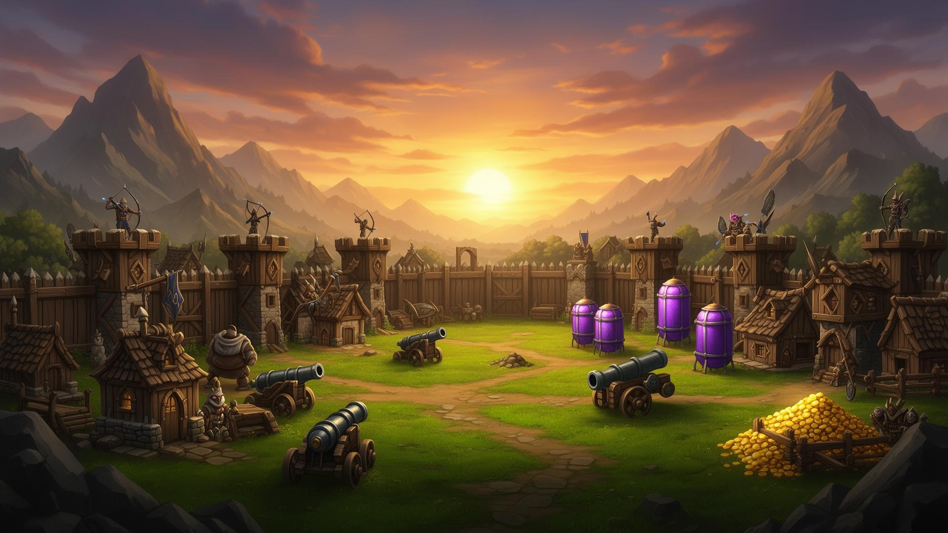 Fantasy village battlefield wallpaper